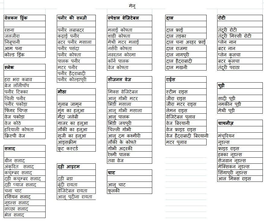 Menu